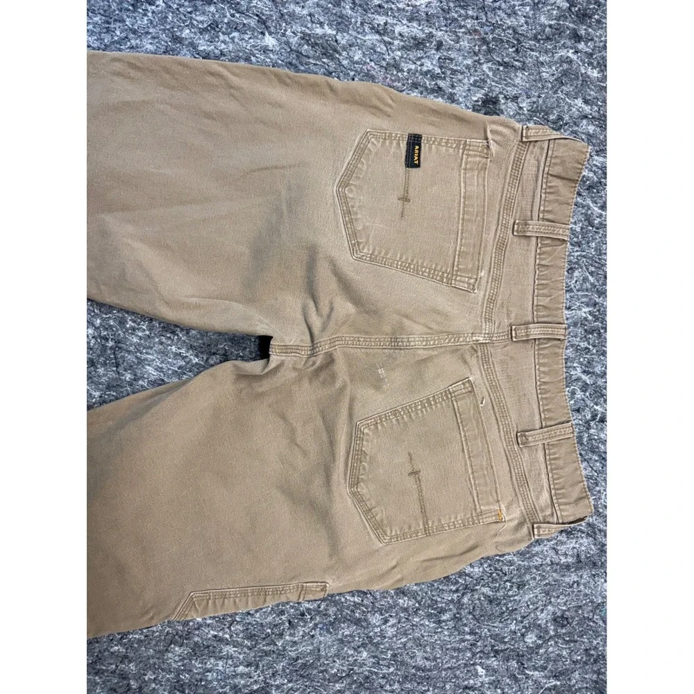 Ariat Rebar M4 Relaxed Straight Work Pants Mens 34x34 Tan Canvas Utility Cargo